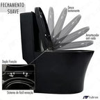 Vaso Sanitário Monobloco Cerâmica Modelo Umbra Tubrax Preto VAB0006