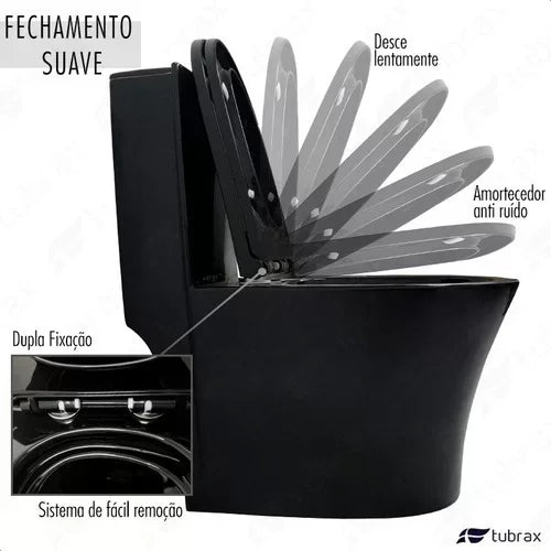Vaso Sanitário Monobloco Cerâmica Modelo Umbra Tubrax Preto VAB0006