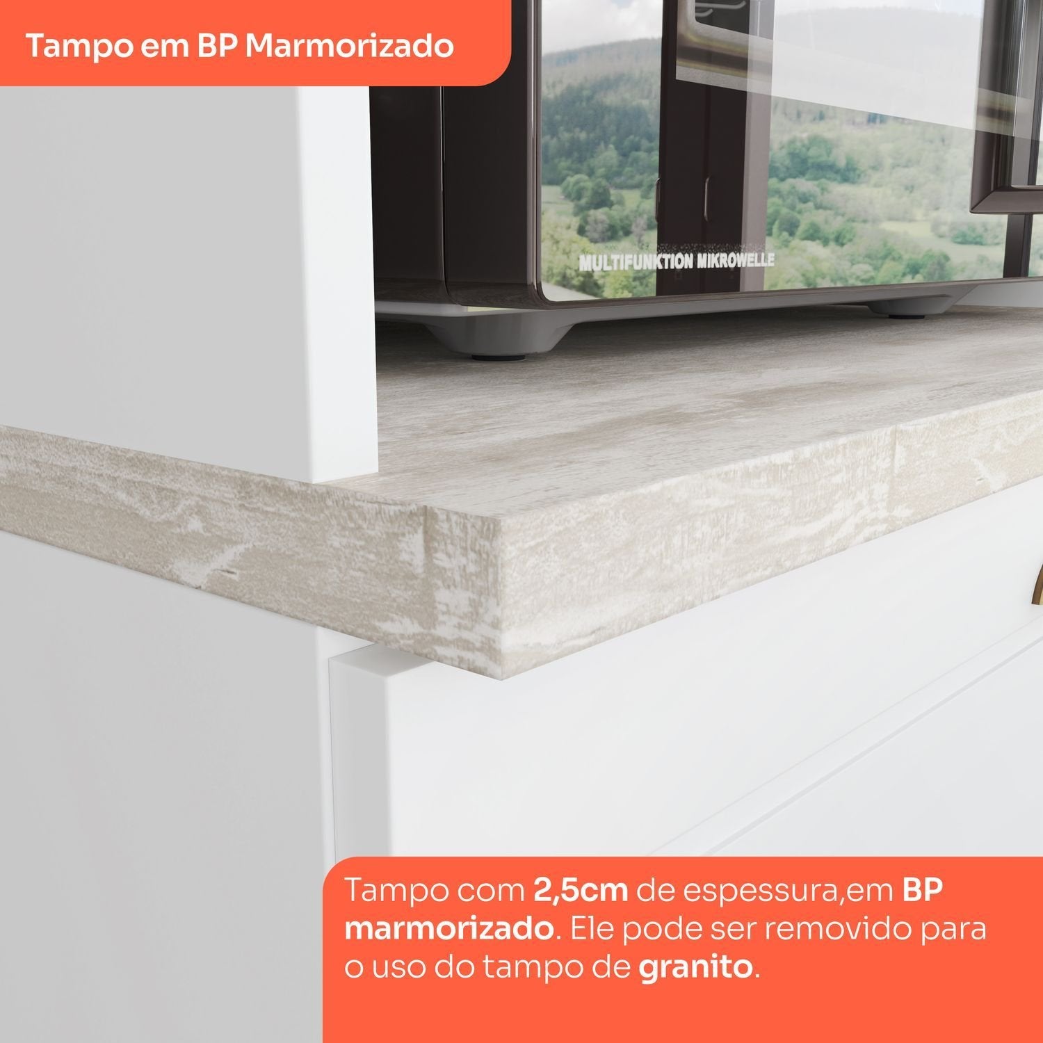 Cozinha Compacta Modulada Emily 5 Peças Espresso Móveis Branco