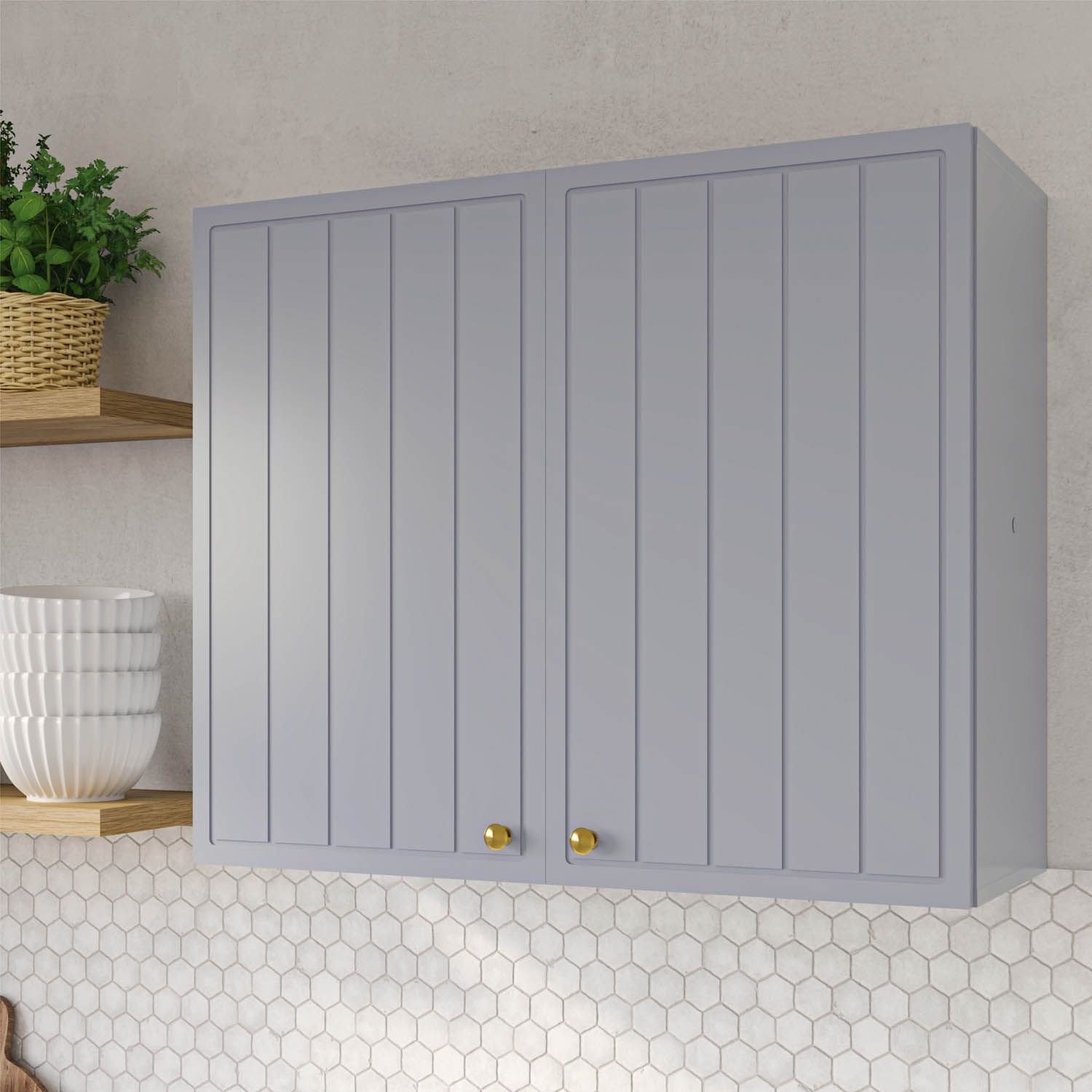 Armário Aéreo 2 Portas 80cm Marselha CabeCasa MadeiraOriginals Azul/Sereno