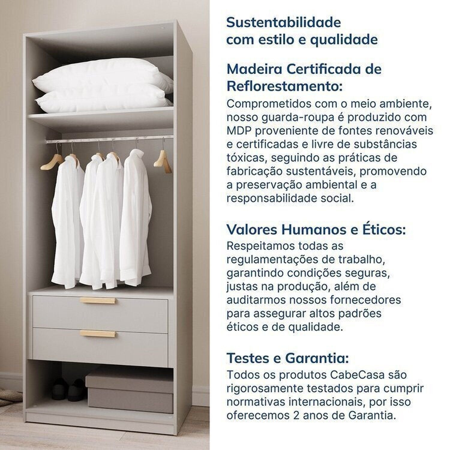 Guarda-Roupa Modulado de Canto 3 Peças 6 Portas Jade CabeCasa MadeiraOriginals