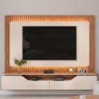 Painel Ripado para TV até 70 Polegadas Treviso 100% MDF 210cmx180cm com LED Dj Móveis