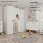 Conjunto Infantil Guarda-Roupa 6 Portas e Cômoda 8 Gavetas Lizz Vicenza MDF Casa D