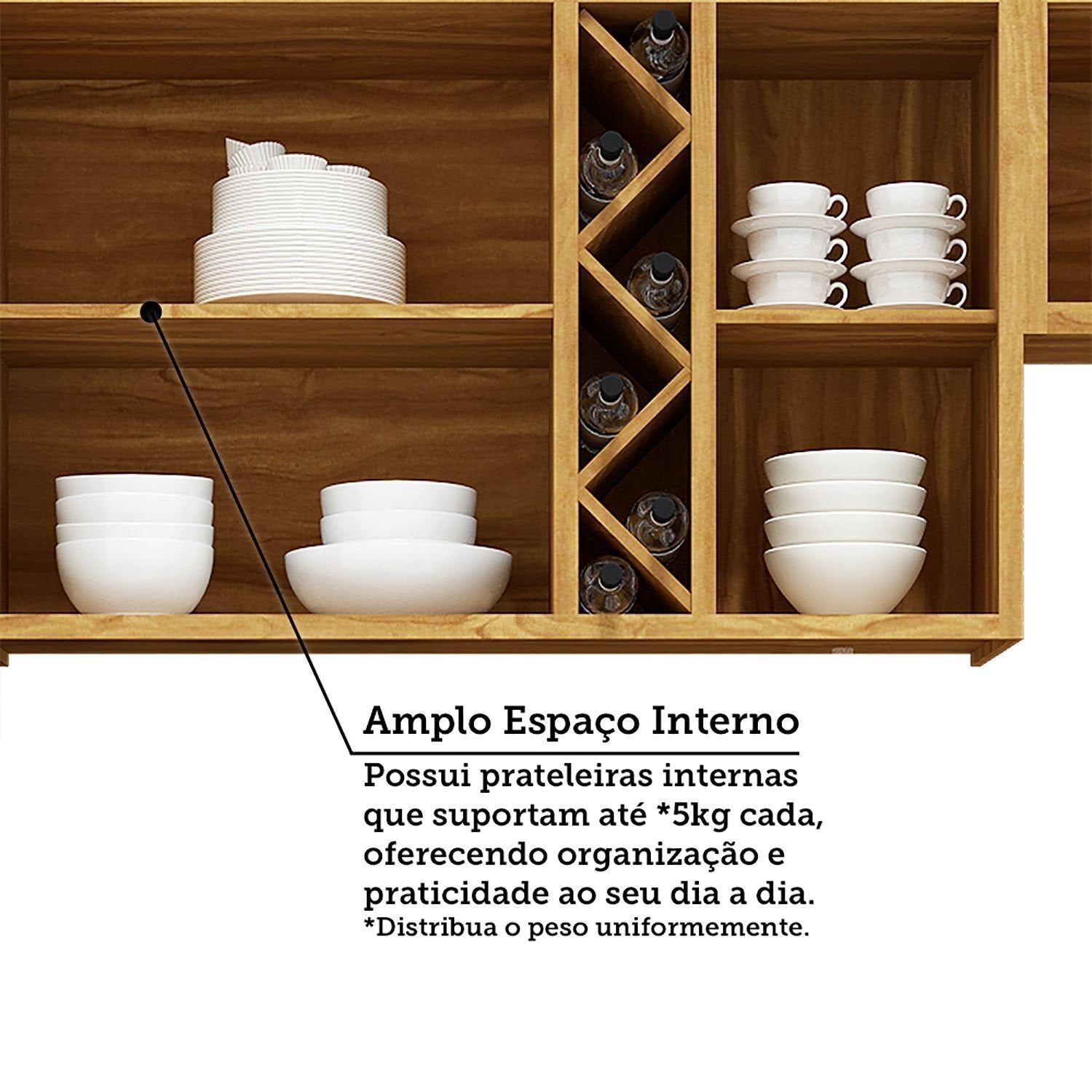 Cozinha Completa Modulada Barbados 7 Peças 16 Portas com Vidro e Tampo 100% MDF Espresso Móveis Bege/Amêndoa/Off White