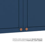 Armário Aéreo 3 Portas 120cm Pérola Yescasa Branco/Azul
