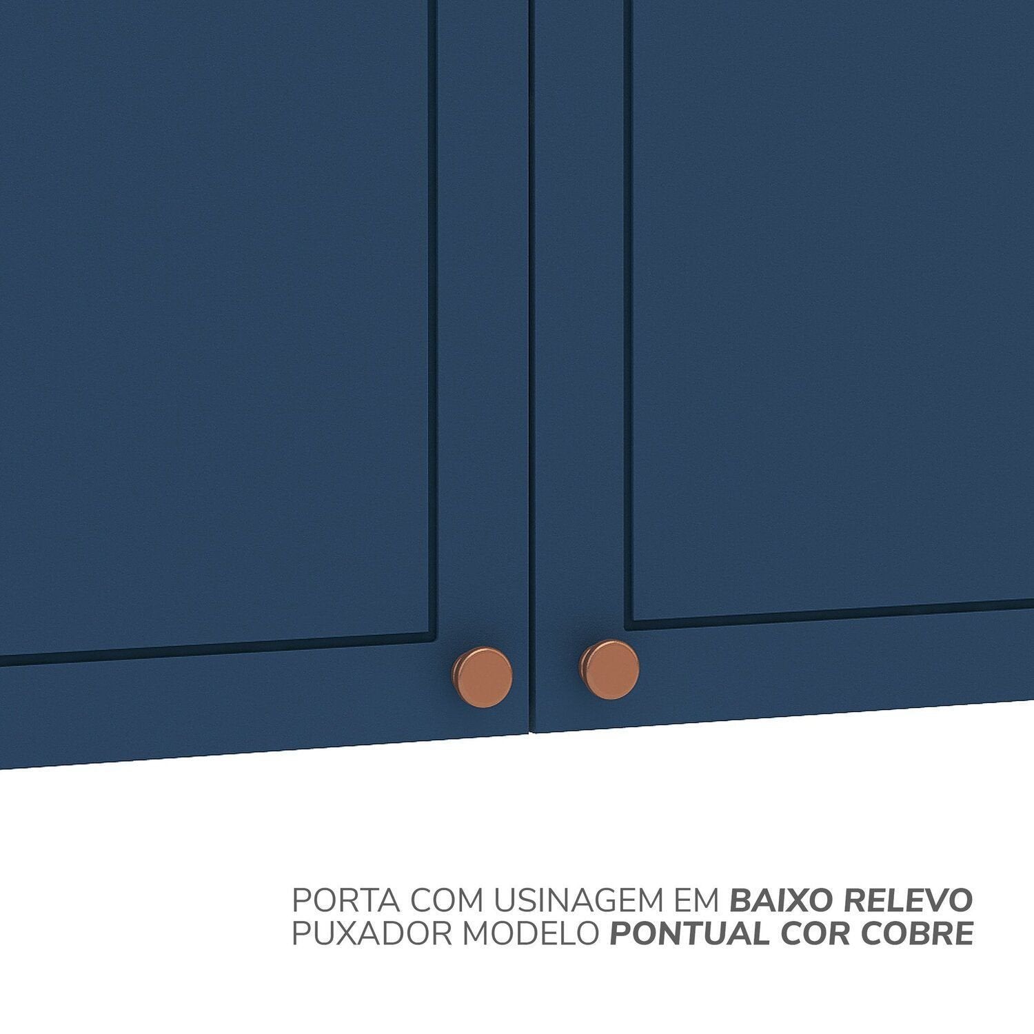 Armário Aéreo 3 Portas 120cm Pérola Yescasa Branco/Azul