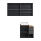 Conjunto para Banheiro Modulado 120cm 3 Peças Gabinete Suspenso com Cuba Bahamas Art in Móveis Grafite