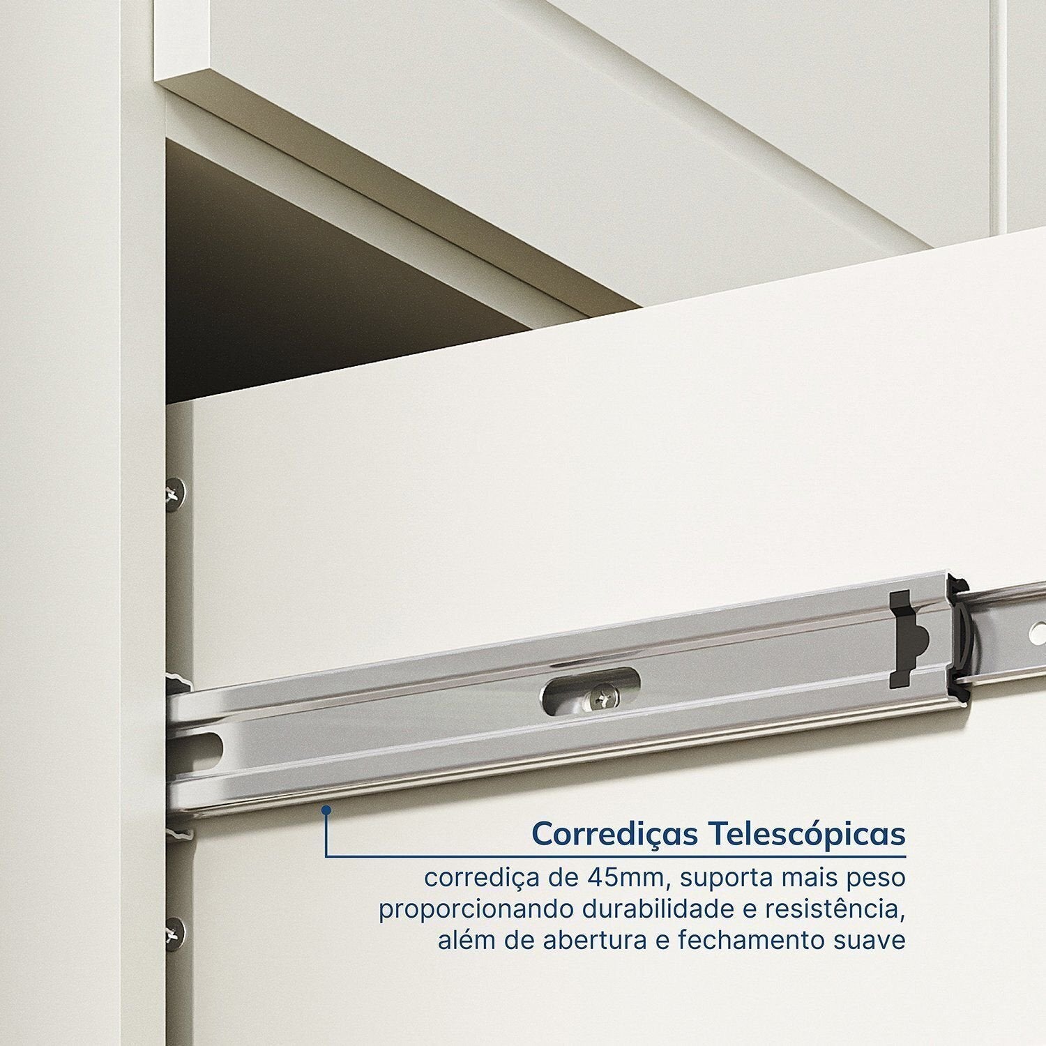 Guarda-Roupa Casal 4 Portas 2 Gavetas Ananda CabeCasa Bege/Offwhite