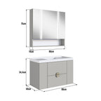 Conjunto para Banheiro Gabinete Suspenso com Cuba e Espelheira Yescasa CJ8070 80cm Bege/Arenas