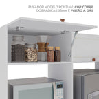 Cozinha Pérola com Rodapé 5 Peças Torre Quente Aéreo 3 Portas Balcão 120 Balcão 80 e Basculante Yescasa Branco