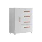 Quarto Bebê Infantil com Guarda-Roupa 4 Portas e 2 Gavetas com Cômoda 4 Gavetas e 1 Porta Aconchego Móveis Leão Branco