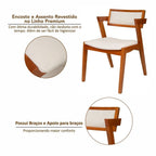 Conjunto Sala de Jantar Mesa Verona Tampo Vidro e MDF com 4 Cadeiras Ímola Authentic Off White Espresso Móveis