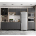 Cozinha Completa Modulada Firenze 05 Peças 14 Portas 2 Gavetas Demóbile Cinza/Avena/Grafito 330x219x52cm