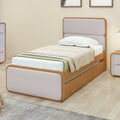 Bicama Solteiro Corino Loop Cama Auxiliar Móveis Lopas Marrom Amêndoa Clean