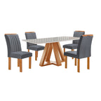 Conjunto Sala de Jantar Mesa Retangular Tampo Vidro Kyra 120x90 com 4 Cadeiras Arizona Cel Móveis