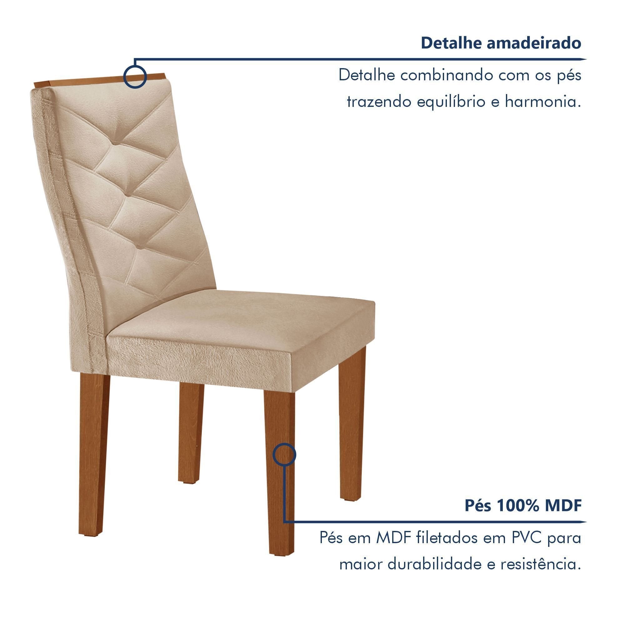 Conjunto Sala de Jantar Mesa Redonda Tampo MDF com 4 Cadeiras Barcelona Yescasa