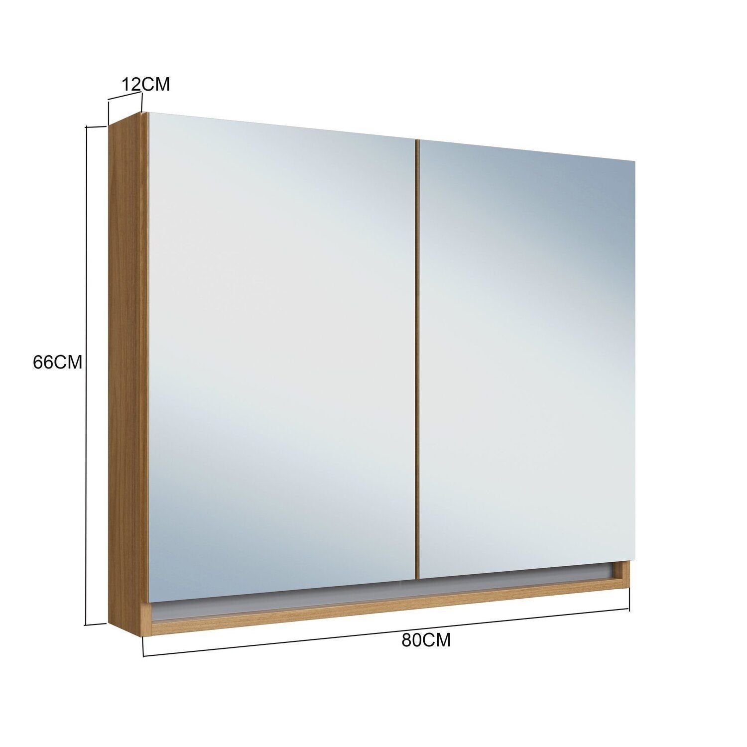 Armário Espelheira para Banheiro Lívia Yescasa 2 Portas 80cm Marrom/Freijo/Moscatel/Urbi
