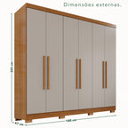 Guarda-Roupa Casal 6 Portas 2 Gavetas França Espresso Móveis MDP Off White/Cinamomo