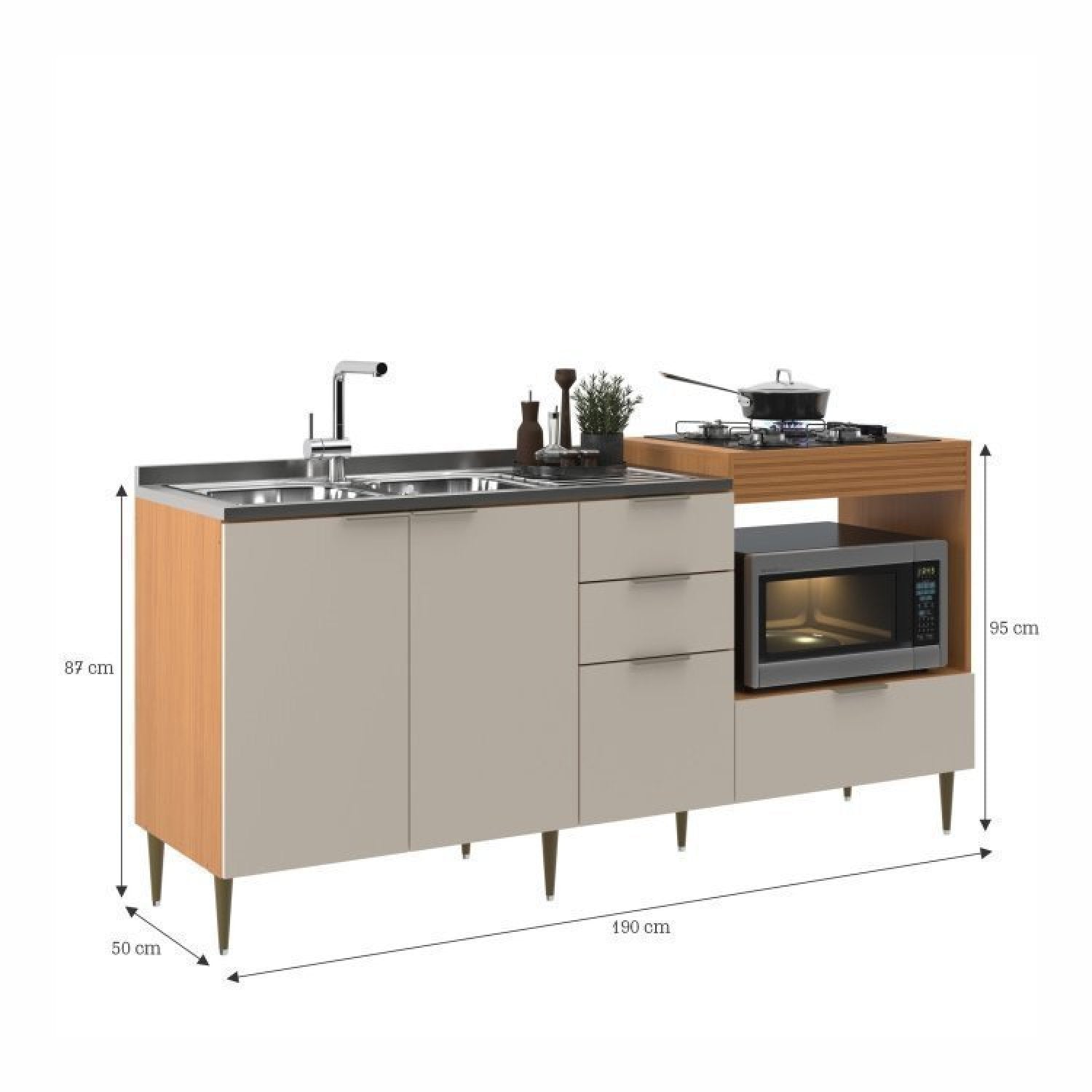 Cozinha Completa Modulada Alice Yescasa 6 Portas 2 Gavetas Laranja/Angelin Premium/Off White