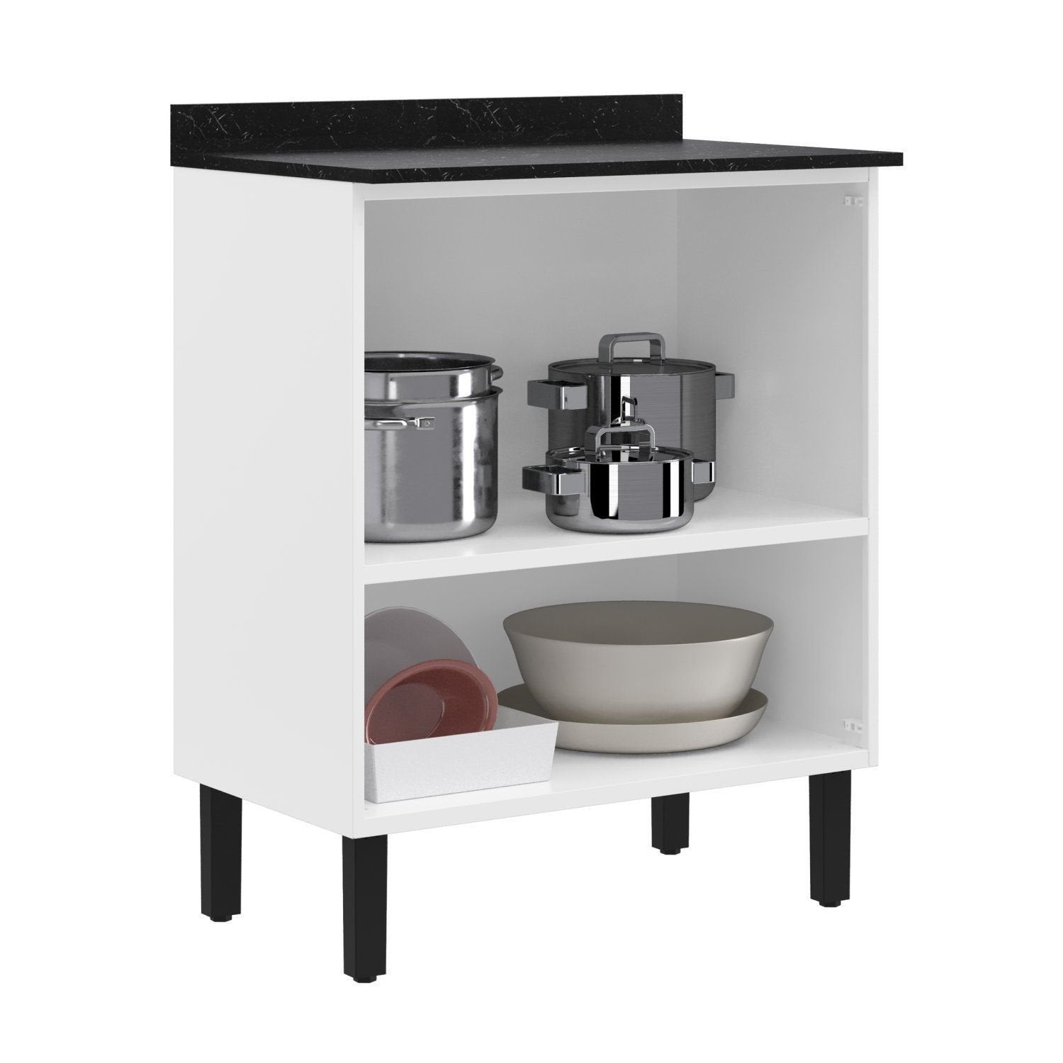 Balcão Cozinha em Aço 2 Portas 70cm com Tampo Florença Itatiaia Branco