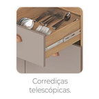Cozinha Completa Modulada 6 Peças com Paneleiro Torre Quente e Balcão para Pia sem Tampo Marti Yescasa Mel/Fendi Cinza