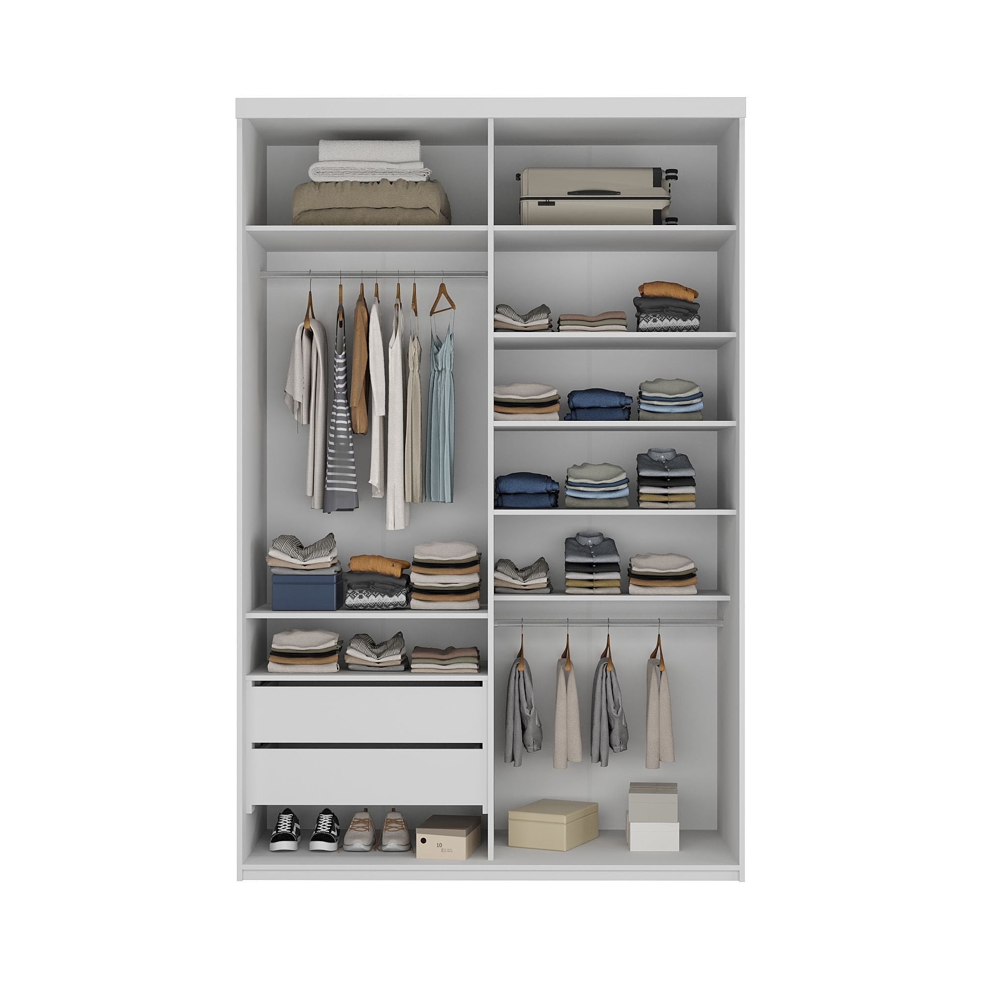 Guarda-Roupa Solteiro 2 Portas 1 Espelho 100% MDF Geneve RR Móveis Branco