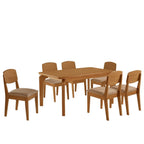 Conjunto Sala de Jantar Mesa Tampo 180cm Canto Copo de MDF e 6 Cadeiras Dublin Cleo Yescasa