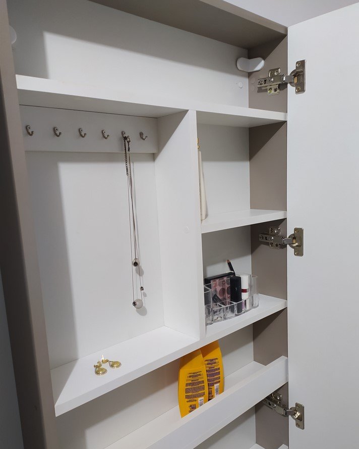 Espelheira Suspensa para Banheiro Marcenaria BrasilWeb com Porta Espelhada 60cm Branco