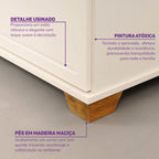 Cômoda 5 Gavetas 1 Porta com Tampo em Madeira Maciça Baby Ananda Casatema MadeiraOriginals Bege/Off-White/Mel