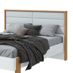 Cama Queen com LED e Pés Flutuantes Freetown Móveis Lopas Marrom Amêndoa Clean/Branco