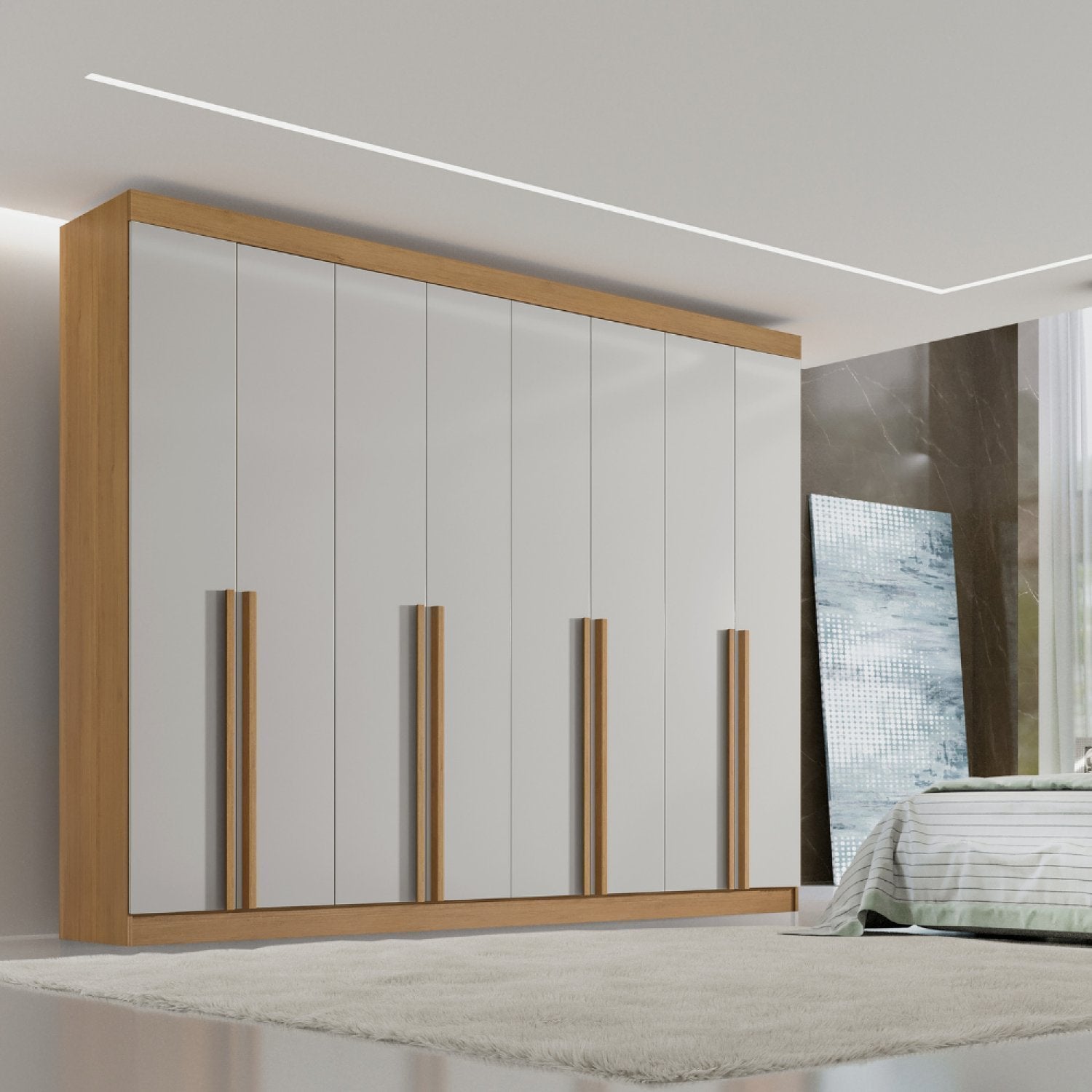 Guarda-Roupa Casal 8 Portas Império D Doro 100% MDF Cinamomo/Off White