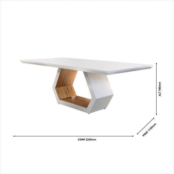Conjunto Sala de Jantar Mesa Madeira Maciça Sarah com 8 Cadeiras Roma Mobilare