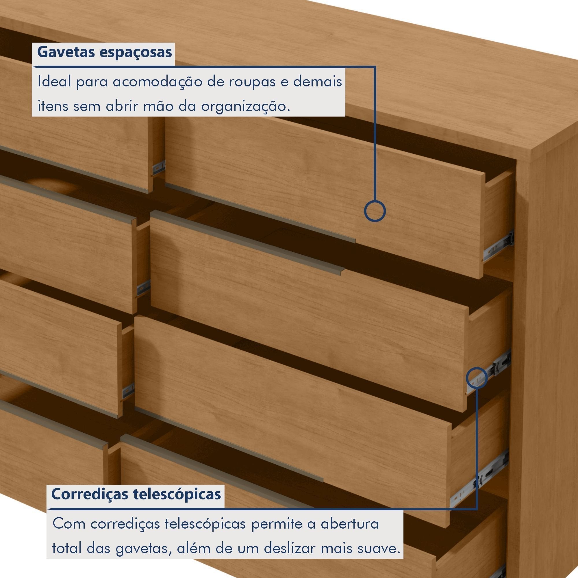 Cômoda para Quarto 8 Gavetas MDF Urban 151cm Espresso Móveis Marrom Amêndoa Clean