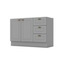 Balcão para Cozinha 3 Gavetas 2 Portas com Tampo Emily Espresso Móveis Branco/HP/Calcare