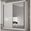Guarda-Roupa Solteiro 2 Portas com Espelho 3 Gavetas Toronto Novo Horizonte 100% MDF Branco