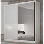 Guarda-Roupa Solteiro 2 Portas com Espelho 3 Gavetas Toronto Novo Horizonte 100% MDF Branco