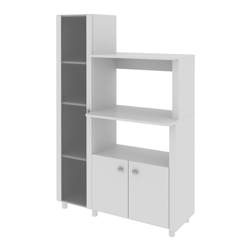 Balcão Multiuso para Forno e Micro-Ondas 3 Portas 4 Prateleiras com Tampo BL3304 Tecno Mobili Branco