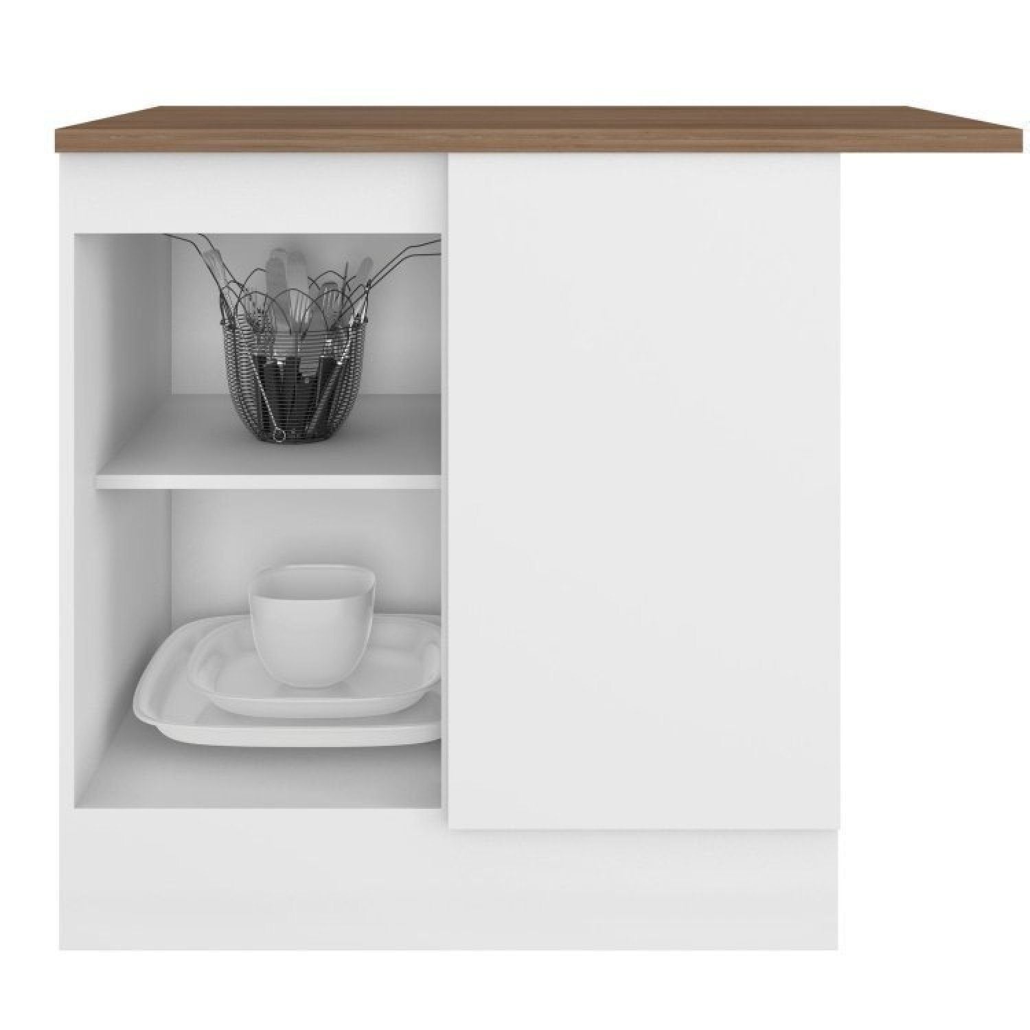 Cozinha Completa Modulada 10 Peças 17 Portas 2 Gavetas com Torre Quente Unna Yescasa Branco/Espresso