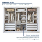 Guarda-Roupa Casal 3 Portas de Correr 6 Gavetas Premium Liv Yescasa MDP Branco