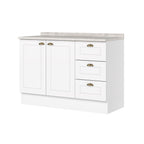 Balcão para Cozinha 3 Gavetas 2 Portas com Tampo Emily Espresso Móveis Branco/HP/Calcare
