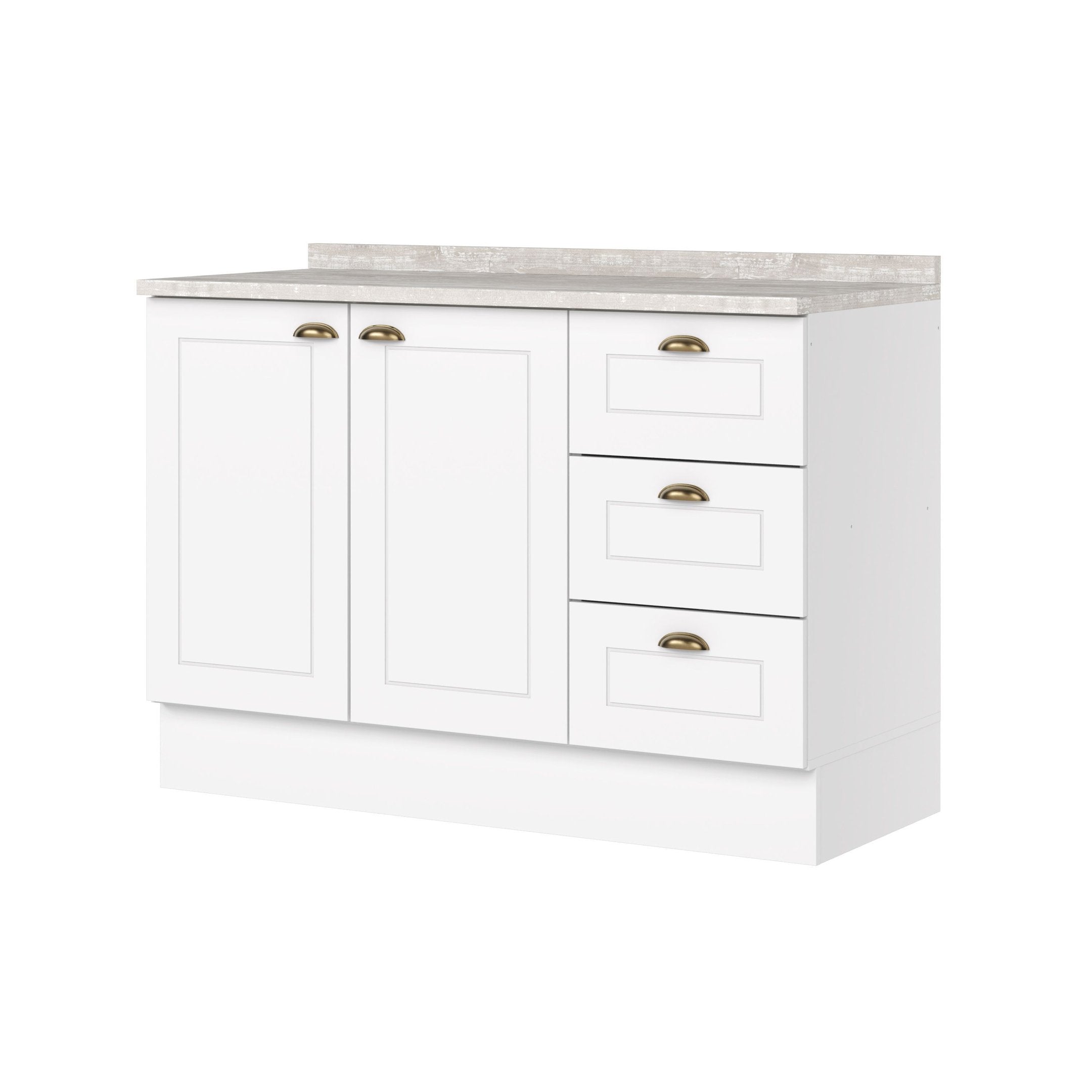 Balcão para Cozinha 3 Gavetas 2 Portas com Tampo Emily Espresso Móveis Branco/HP/Calcare
