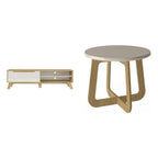 Conjunto Sala de Estar Lotus Rack e Mesa de Centro MDF Carvalho/Off White Espresso Móveis