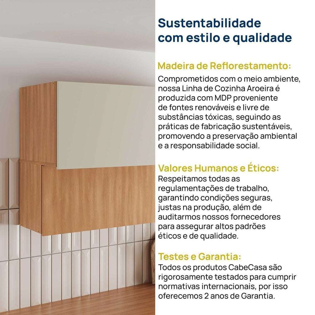 Armário Aéreo 2 Portas Basculantes 120cm Aroeira CabeCasa MadeiraOriginals Cinza/Sereno/Cedro