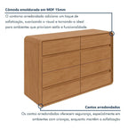 Cômoda para Quarto 8 Gavetas Puxador Embutido Loop 152cm Móveis Lopas