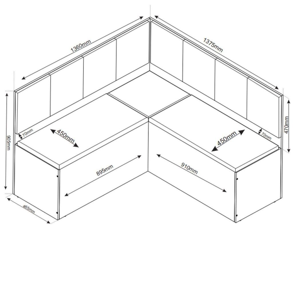 Conjunto Canto Alemão Baú Bariloche Mesa Quadrada 90x90 com 2 Cadeiras Venus MDP Viero 958028
