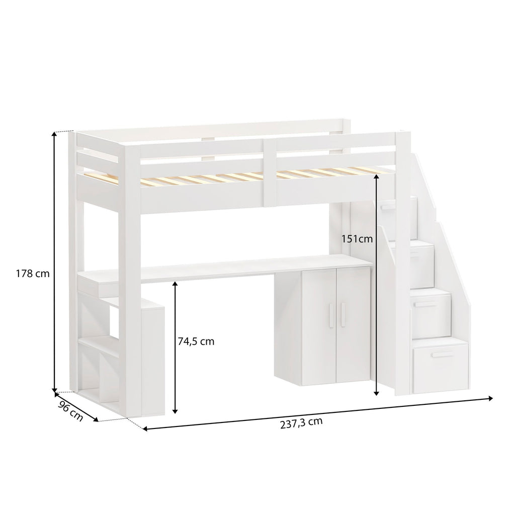 Cama Office Multifuncional Solteiro Adulto Star Plus Casatema MadeiraOriginals Branco