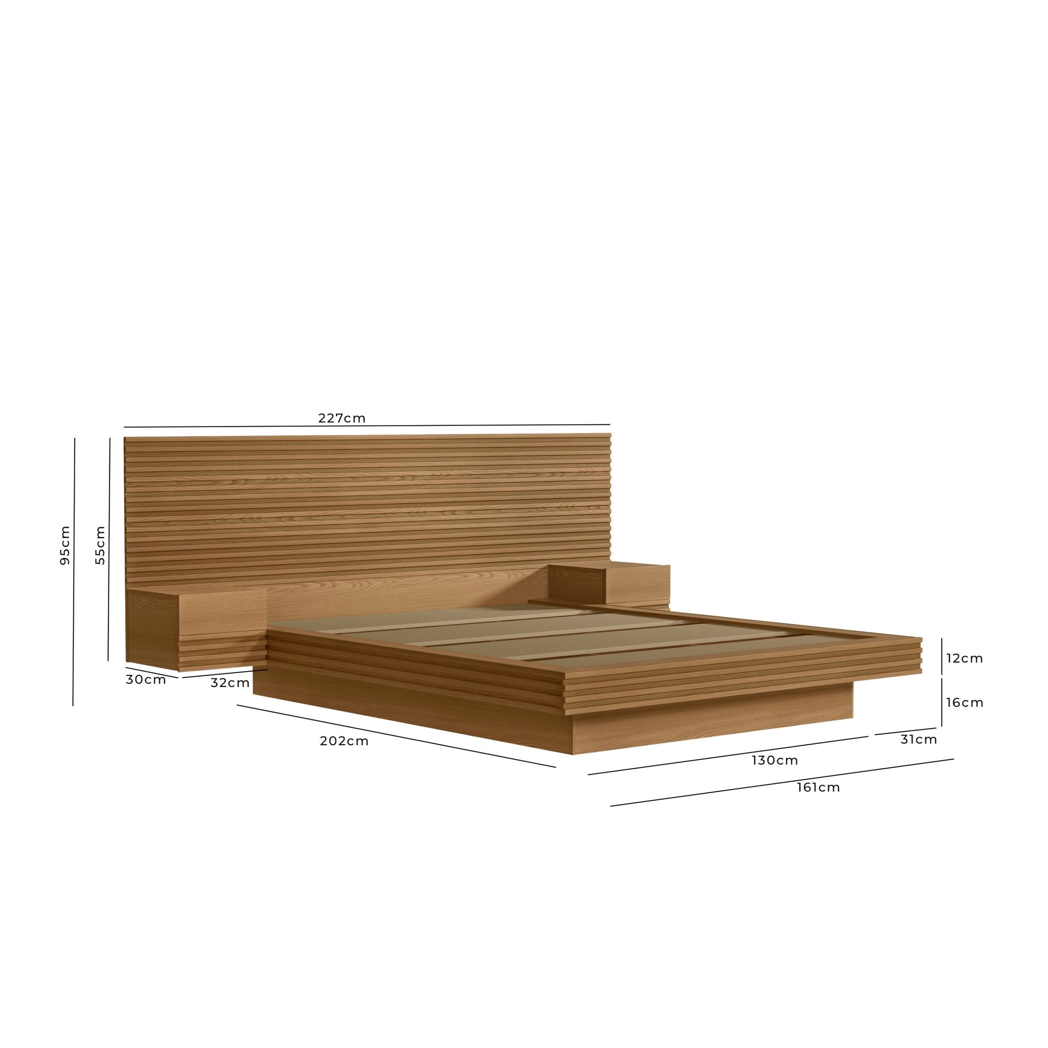 Cama Casal/Queen com Cabeceira e Mesa de Apoio Samambaia CabeCasa MadeiraOriginals