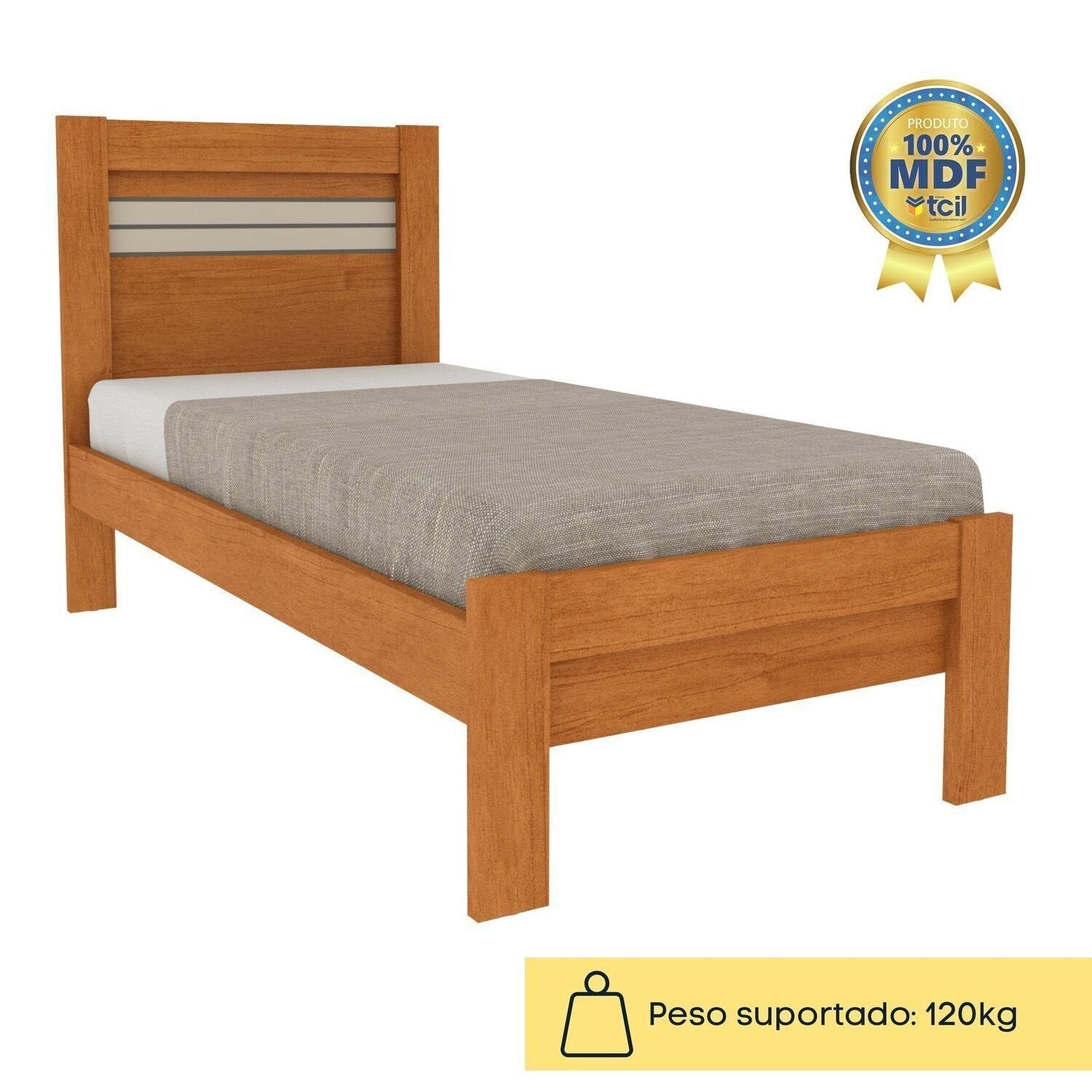 Quarto Infantil Completo com Guarda-Roupa Cômoda e Cama 100% MDF Harmonia Yescasa Bege/Cinamomo/Off