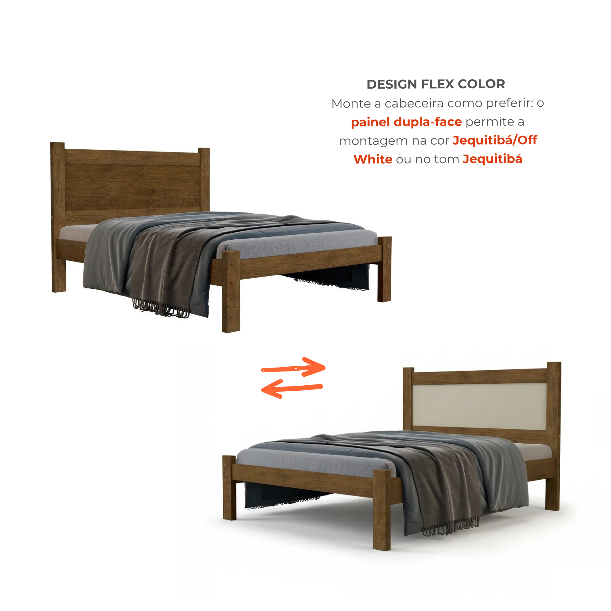 Cama Casal Prisma MDF Jequitibá/Off White J&A Móveis