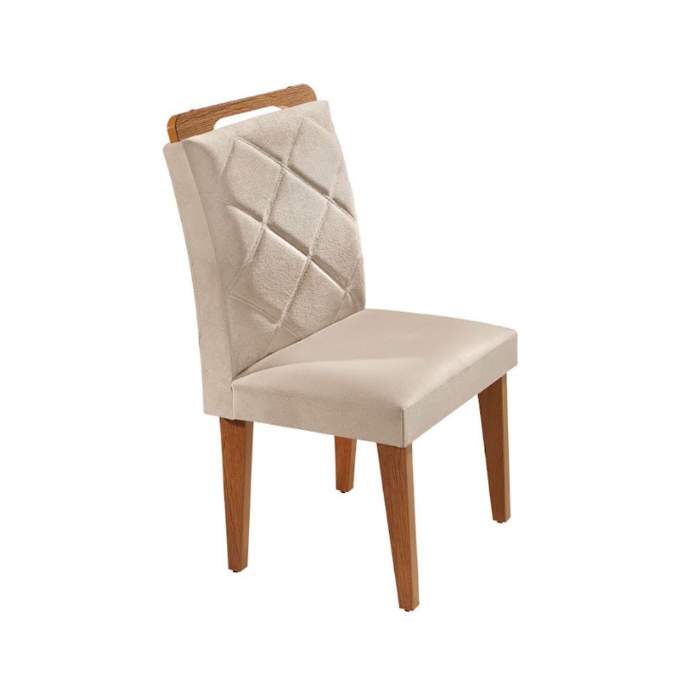 Conjunto Sala de Jantar Mesa Retangular Tampo Vidro/MDF Alvorada 180x90 com 6 Cadeiras Melissa Rufato